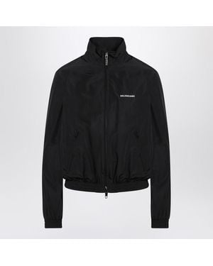 Balenciaga Bomber Jacket With Zip And Logo - Black