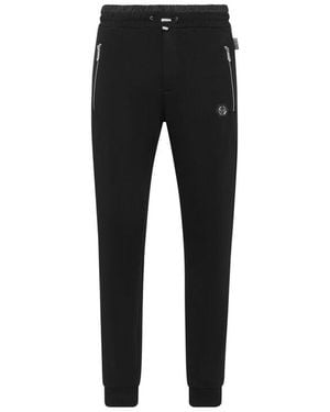 Philipp Plein Tailored Fit Trousers With Zippered Pockets - Black
