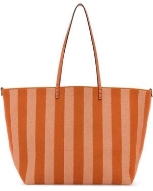 Fendi Embroidered Jacquard Large Roll Shopping Bag - Orange