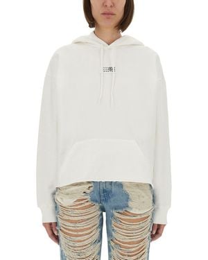 MM6 by Maison Martin Margiela Drawstring Hooded Sweatshirt - White