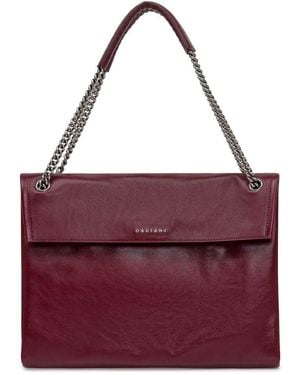 Orciani Bordeaux Leather Shoulder Bag With Chain - Purple