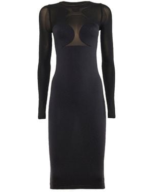 Wolford Sheer-Panelled Long-Sleeve Dress - Black