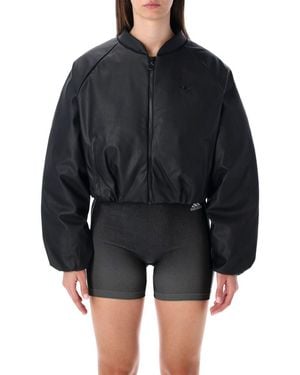 adidas Originals Pleather Bomber Synthetic Down Jacket - Black