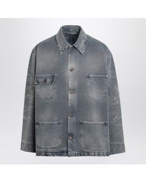 Prada Distressed Canvas Overshirt - Gray