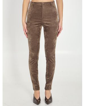 Gucci Stretch Velvet Leggings - Natural