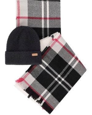 Barbour Hot Monochrome Pendle Beanie + Blair Scarf Set - Black
