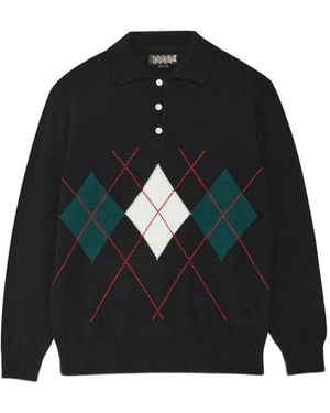 Baracuta Polo Neck Argyle - Black