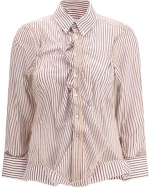 Maison Margiela Layered Tulle Striped Shirt - Pink