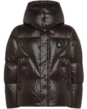 Peuterey Down Jacket With Hood And Logo - Black