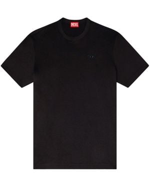 DIESEL White T-shirt With Embroidered Oval Logo - Black