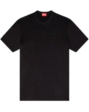 DIESEL White T-shirt With Embroidered Oval Logo - Black