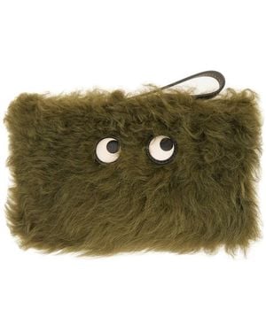 Anya Hindmarch "Shearling Eyes" Clutch Bag - Green