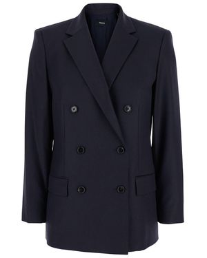 Theory Boxy Db Jkt.sleek Fl - Blue