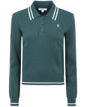 Sporty & Rich Sporty & Rich "Src" Mini Cable Ls Polo Clothing - Green
