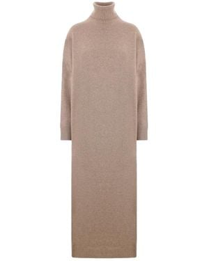 Brunello Cucinelli Cashmere Knit Turtleneck Dress - Natural