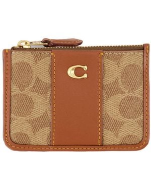 COACH Signature Mini Id Skinny Card Case - Brown