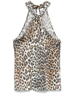 Ganni Leopard Print Top - White