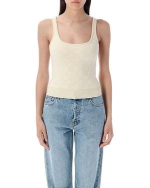 Marine Serre Moon Jacquard Knit Strap Top - Blue