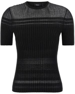 Theory Sheer Stripe T.Compa - Black