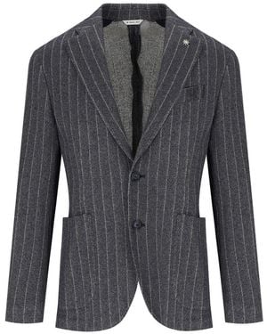 Manuel Ritz Blue Pinstripe Jacket - Gray