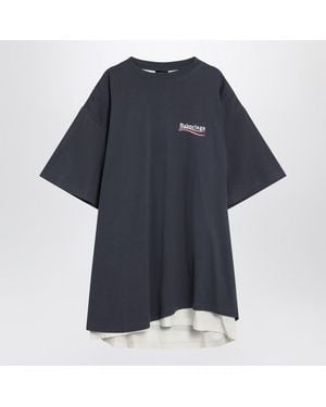 Balenciaga Double T-Shirt Political Campaign - Blue