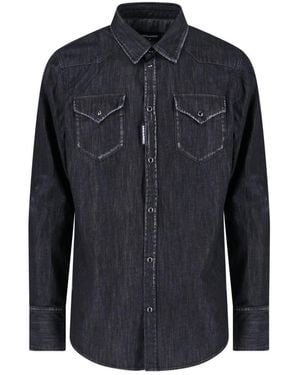 DSquared² Denim Fashion Western Shirt - Blue