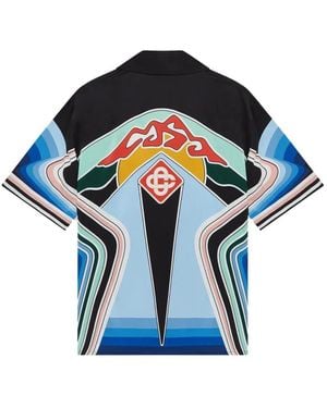 CASABLANCA Graphic Mountain Print Shirt - Blue