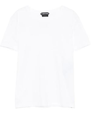 Tom Ford Cotton T-Shirt With Tf Logo Embroidery - White