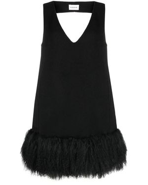 P.A.R.O.S.H. P.A.R.O..H. Shearling-Hem Minidress - Black
