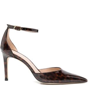 Stuart Weitzman Leopard Print Ankle Strap Pumps - Brown
