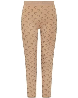 Marine Serre Leggings With Crescent Moon Decoration - Natural