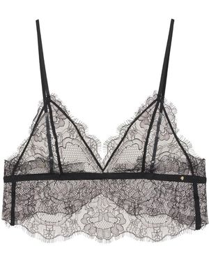 Anine Bing Lace Scallop-Hem Bralette - Grey