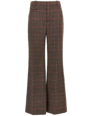 Chloé Check Wool Trousers - Brown