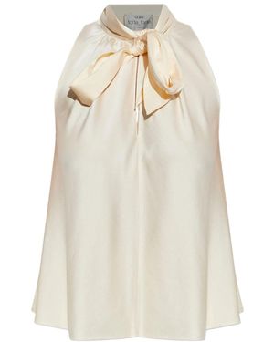 Forte Forte Heavy Stretch Silk Satin Bow-tie Top Clothing - Natural