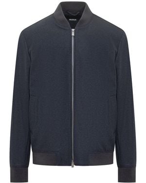 BOSS Jacket With Zip Closure - Blue