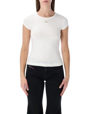 DIESEL T-Angie-Od T-Shirt With Cut-Out Embroidered Logo - White