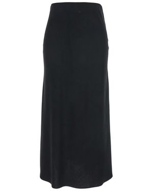 Plain Midi Skirt With Concealed Side Zip Closure - Black