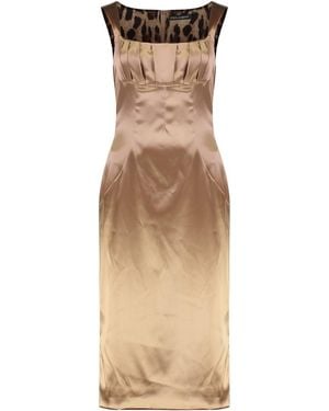 Dolce & Gabbana "Stretch Satin Long Dress" - Natural