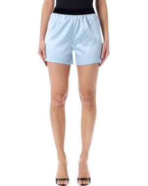 Tom Ford Stretch Silk Satin Pj Shorts - Blue