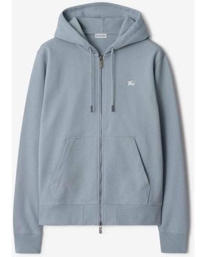 Burberry Hooded Sweatshirt With Zipper - Blue