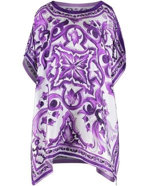 Dolce & Gabbana Printed Silk Twill Kaftan - Purple