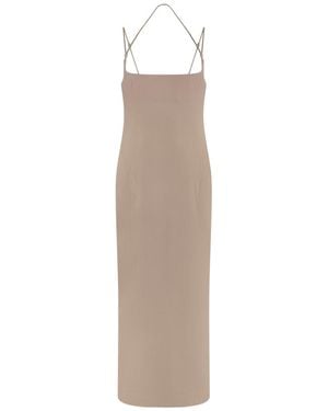 The Attico Virgin Wool Midi Dress - Natural