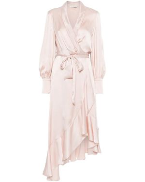 Zimmermann Light Midi Wrap Dress - Pink