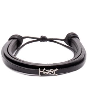 Saint Laurent Logo-Plaque Bracelet - White