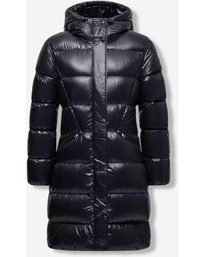Moncler Long Puffer Jacket With Hood Bellevue - Blue
