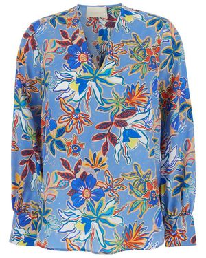 Momoní Light Blouse With All-Over Floral Motif - Blue