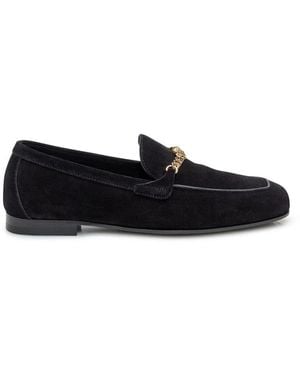 Versace Moccasin With Suede Texture - Black