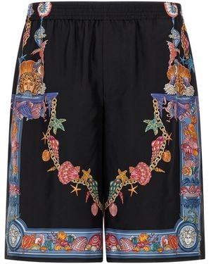 Versace 'Coral Theatre' Print Bermuda Shorts - Black