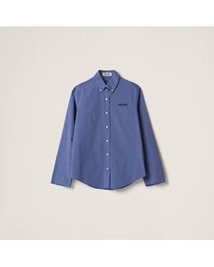 Miu Miu Cotton Shirt With Logo - Blue