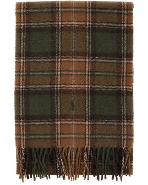 Polo Ralph Lauren Scarf With Pony Embroidery On The Front And All-Over Check Motif - Green